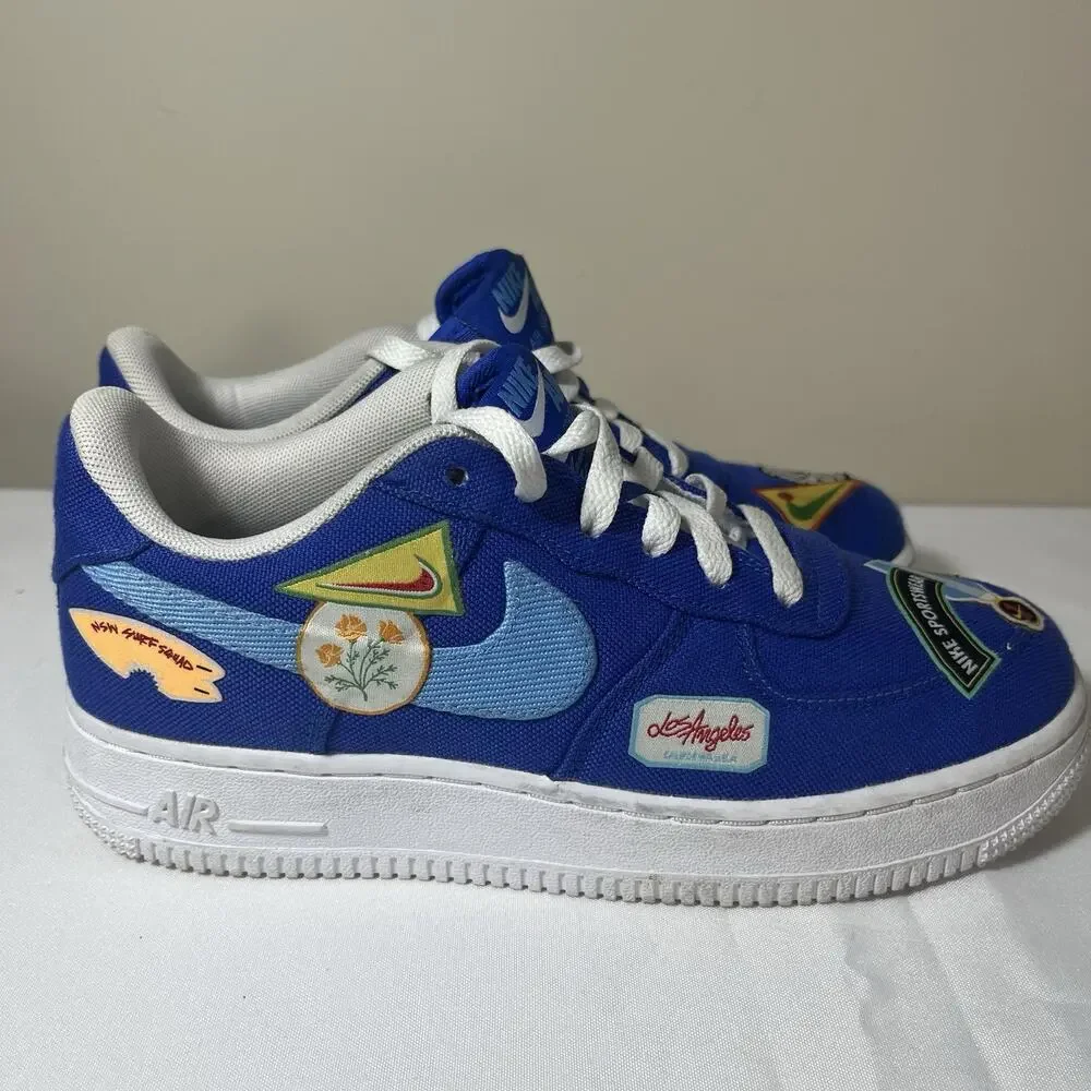 Rare Nike Air Force 1 Patched Up LA Blue Sneakers‎ Size 5Y Anniversary Edition